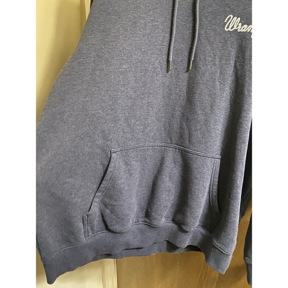 WRANGLER MEN'S LOGO SLEEVE HOODED SWEATSHIRT SCRIPT WRITING SIZE XL NAVY - Picture 4 of 11